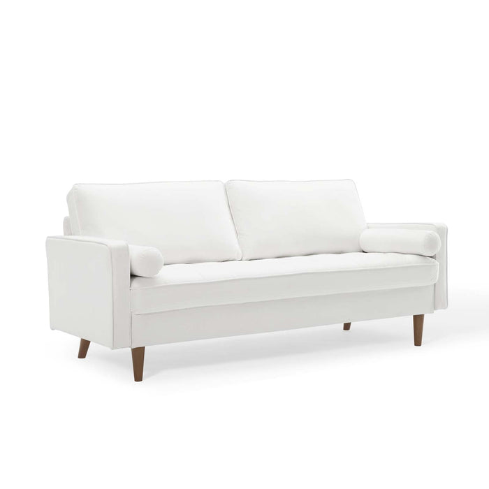 Valour Modern Velvet Sofa - Stylish Mid-Century Design with Stain-Resistant Fabric & Pocket Coils