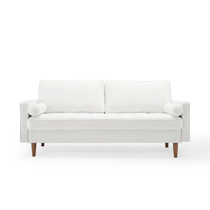 Valour Modern Velvet Sofa - Stylish Mid-Century Design with Stain-Resistant Fabric & Pocket Coils