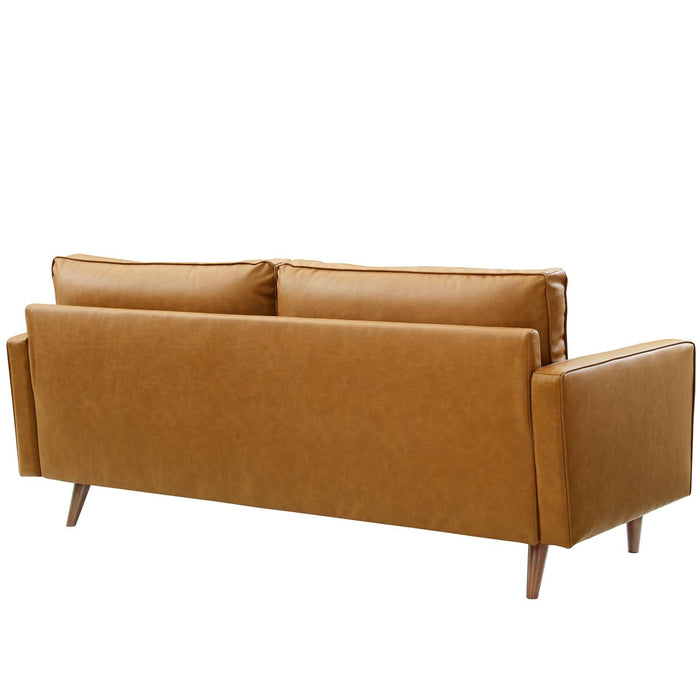 Valour Mid-Century Sofa - Stylish Faux Leather, Dense Foam Padding & Easy Ship Box for Homes