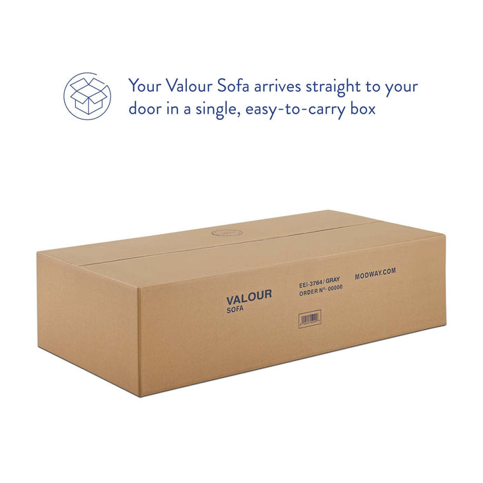 Valour Mid-Century Sofa - Stylish Faux Leather, Dense Foam Padding & Easy Ship Box for Homes