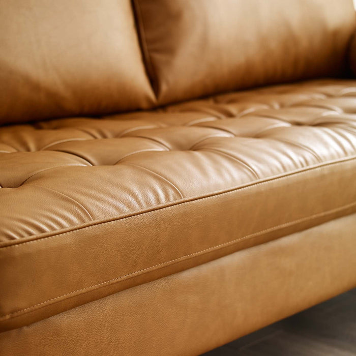 Valour Mid-Century Sofa - Stylish Faux Leather, Dense Foam Padding & Easy Ship Box for Homes