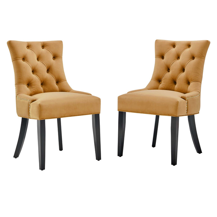 Modway Regent Tufted Performance Velvet Dining Side Chairs - Set of 2 in Blue - Side View