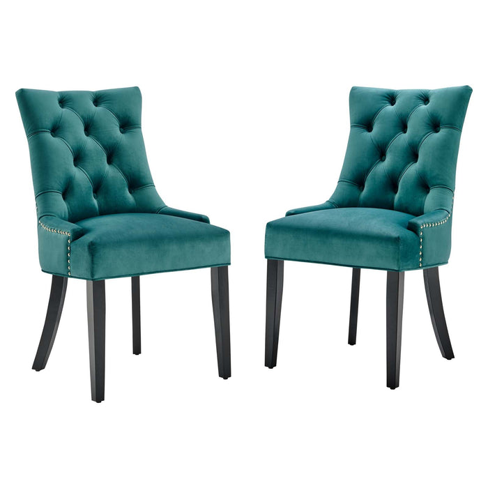 Modway Regent Tufted Performance Velvet Dining Side Chairs - Set of 2 in Blue