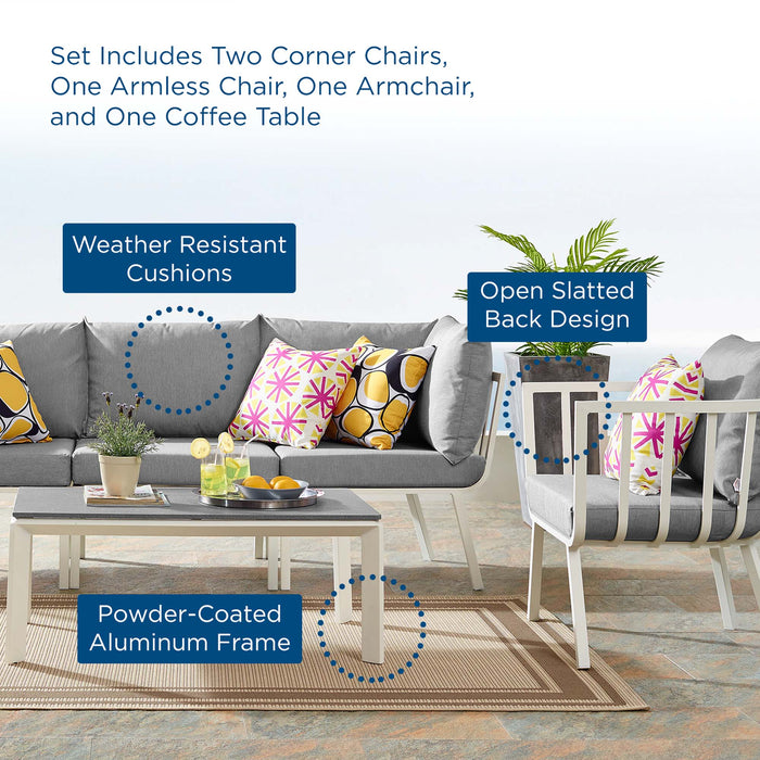 Riverside 5 Piece Outdoor Patio Aluminum Set outdoor patio furniture set detail close-up