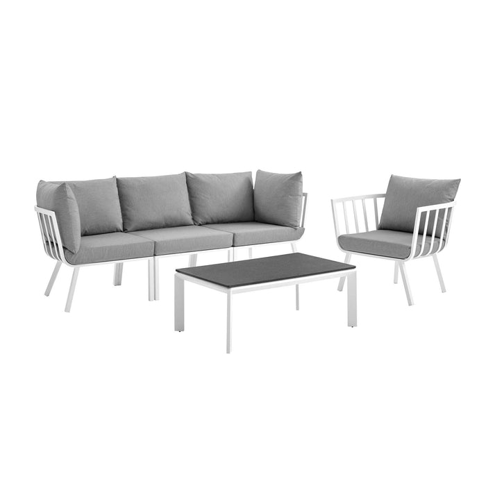 Riverside 5 Piece Outdoor Patio Aluminum Set outdoor patio furniture set side view