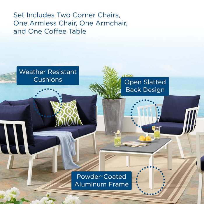 Riverside 5 Piece Outdoor Patio Aluminum Set outdoor patio furniture set seating detail