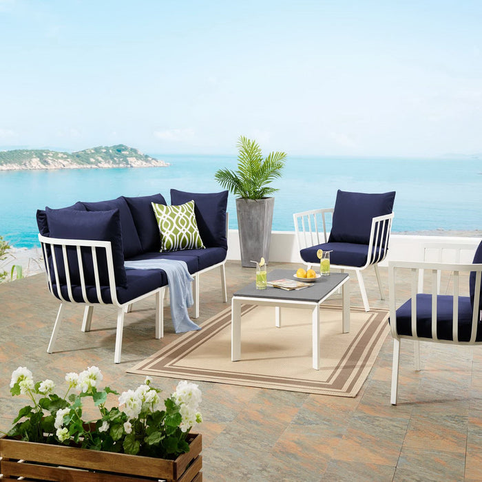 Riverside 5 Piece Outdoor Patio Aluminum Set outdoor patio furniture set angle view