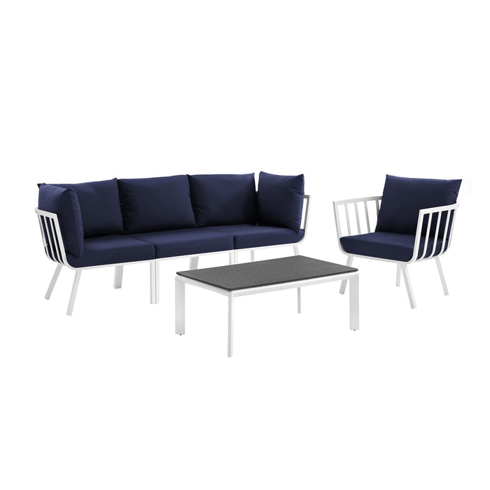 Riverside 5 Piece Outdoor Patio Aluminum Set outdoor patio furniture set back view