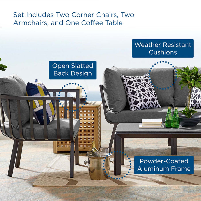 Riverside 5 Piece Outdoor Patio Aluminum Set by Modway - view 18