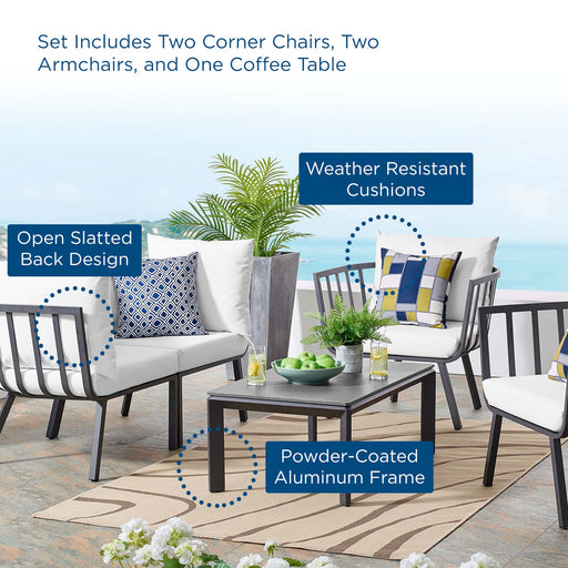 Riverside 5 Piece Outdoor Patio Aluminum Set by Modway - front view