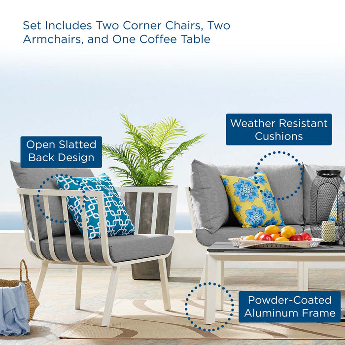 Riverside 5 Piece Outdoor Patio Aluminum Set outdoor patio furniture set