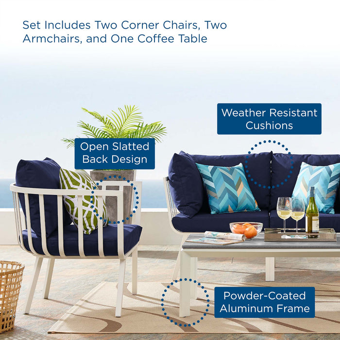 Riverside 5 Piece Outdoor Patio Aluminum Set outdoor patio furniture set