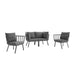 Riverside 4 Piece Outdoor Patio Aluminum Set by Modway - product label