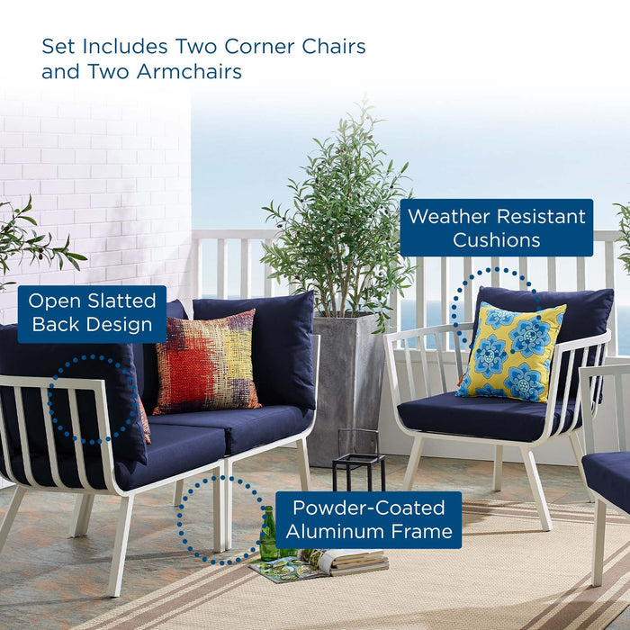Riverside 4 Piece Outdoor Patio Aluminum Set by Modway - side view