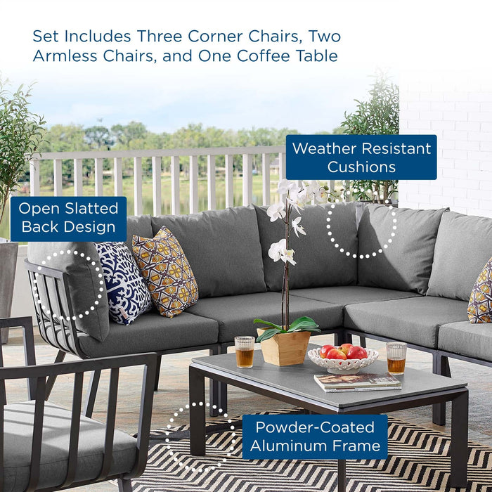 Riverside 6 Piece Outdoor Patio Aluminum Set by Modway - side view