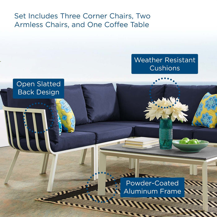 Riverside 6 Piece Outdoor Patio Aluminum Set outdoor patio furniture set side view