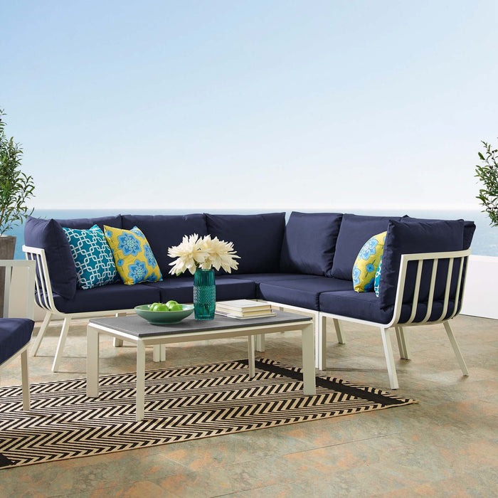 Riverside 6 Piece Outdoor Patio Aluminum Set outdoor patio furniture set seating detail