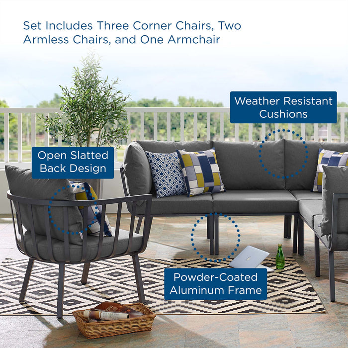 Riverside 6 Piece Outdoor Patio Aluminum Set by Modway - view 21