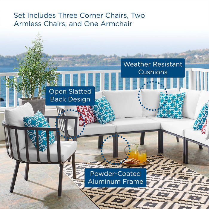 Riverside 6 Piece Outdoor Patio Aluminum Set outdoor patio furniture set back view
