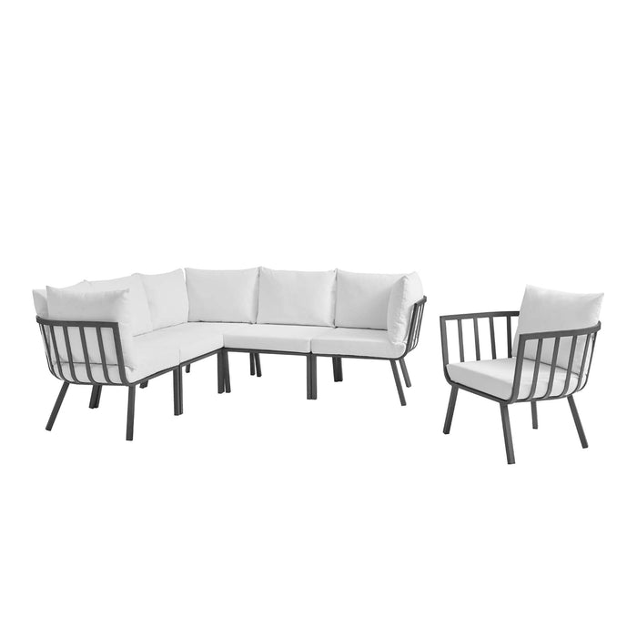 Riverside 6 Piece Outdoor Patio Aluminum Set outdoor patio furniture set angle view