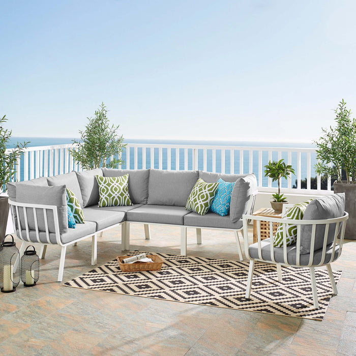 Riverside 6 Piece Outdoor Patio Aluminum Set outdoor patio furniture set back view