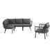 Modway Riverside 5 Piece Outdoor Patio Aluminum Set in Blue - Side View