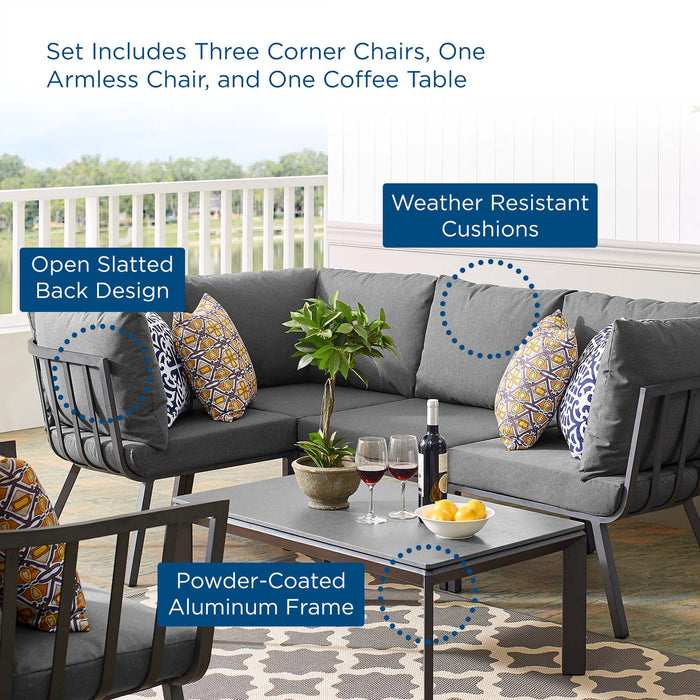 Riverside 5 Piece Outdoor Patio Aluminum Set by Modway - side view
