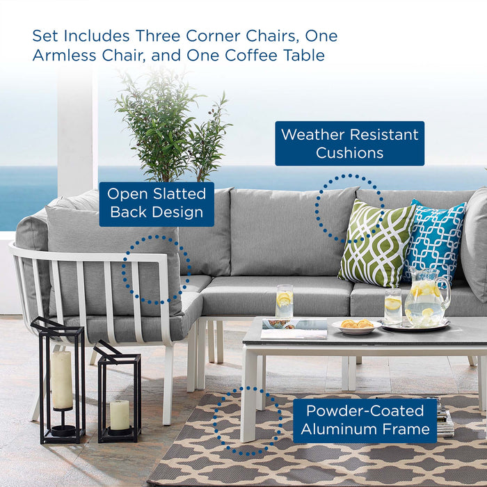 Riverside 5 Piece Outdoor Patio Aluminum Set outdoor patio furniture set detail close-up