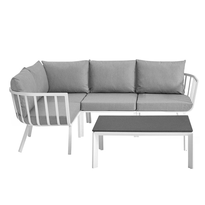 Riverside 5 Piece Outdoor Patio Aluminum Set outdoor patio furniture set side view