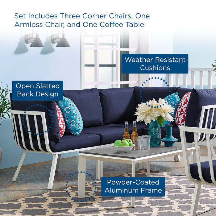 Riverside 5 Piece Outdoor Patio Aluminum Set outdoor patio furniture set detail close-up