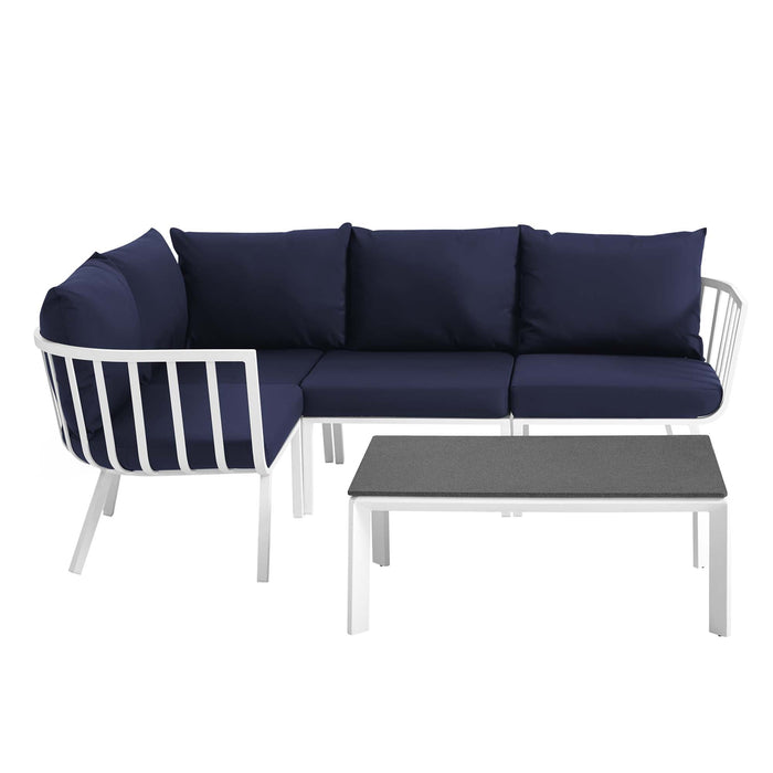 Riverside 5 Piece Outdoor Patio Aluminum Set outdoor patio furniture set side view