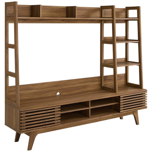 Modway Render TV Stand Entertainment Center Living Room Furniture in Brown