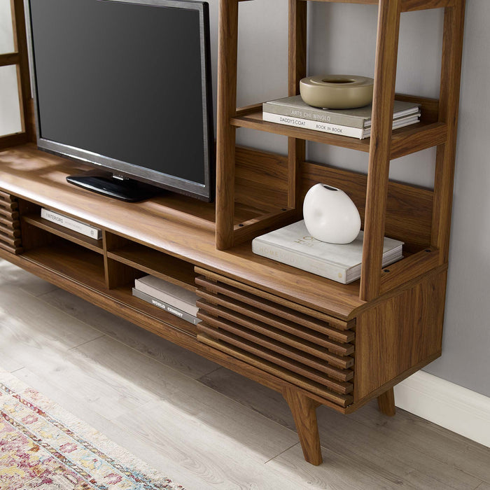 Modway Render TV Stand Entertainment Center Living Room Furniture in Brown - Detail View