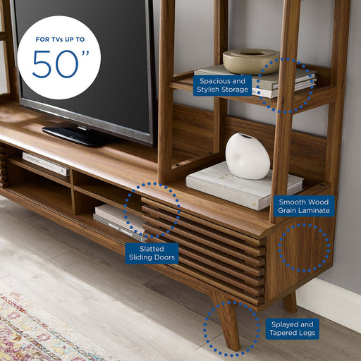 Modway Render TV Stand Entertainment Center Living Room Furniture in Brown - Side View