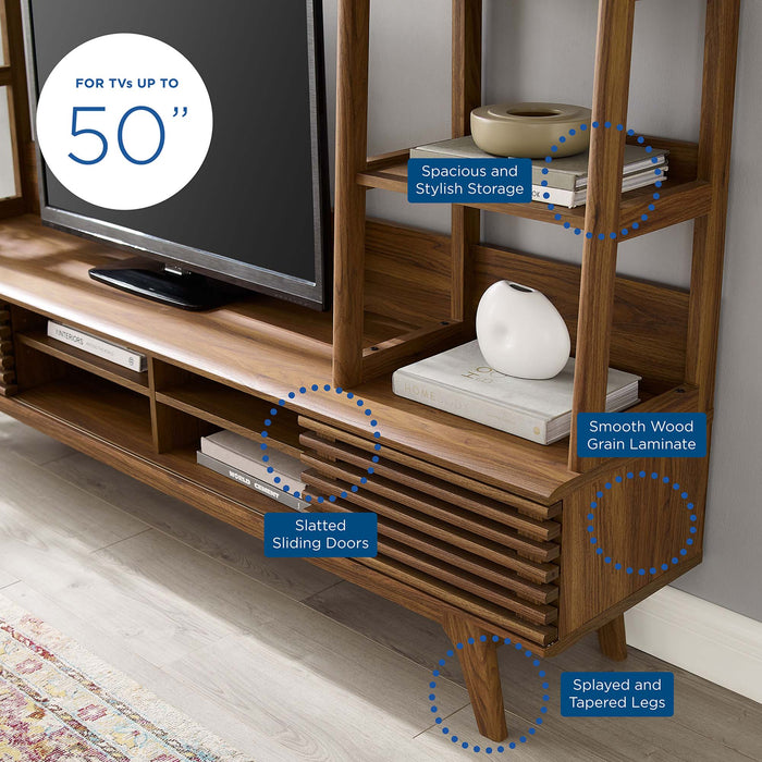 Modway Render TV Stand Entertainment Center Living Room Furniture in Brown - Side View