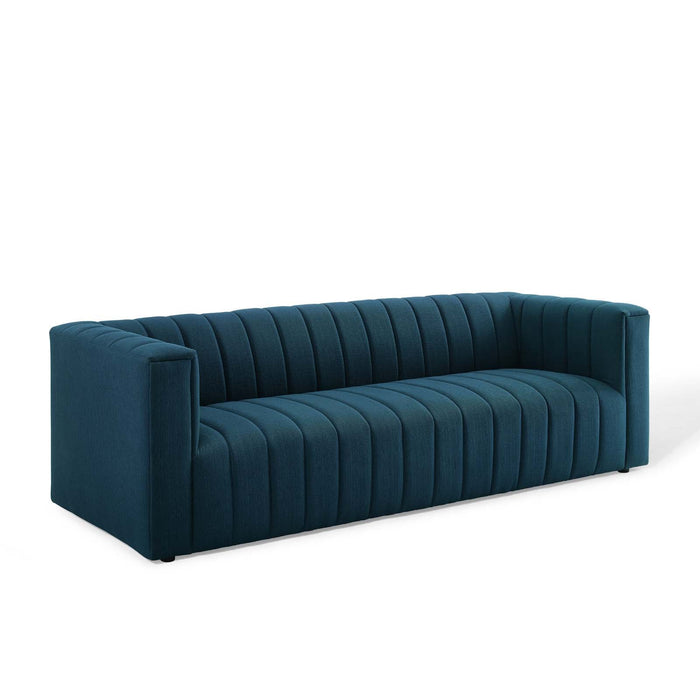 Reflection Channel Tufted Upholstered Fabric Sofa Azure EEI-3881-AZU