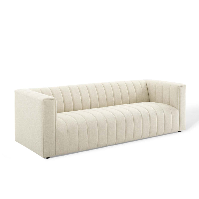 Reflection Channel Tufted Upholstered Sofa - Elegant Retro Modern Design with Dense Foam Comfort