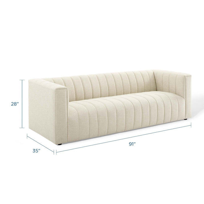 Reflection Channel Tufted Upholstered Sofa - Elegant Retro Modern Design with Dense Foam Comfort