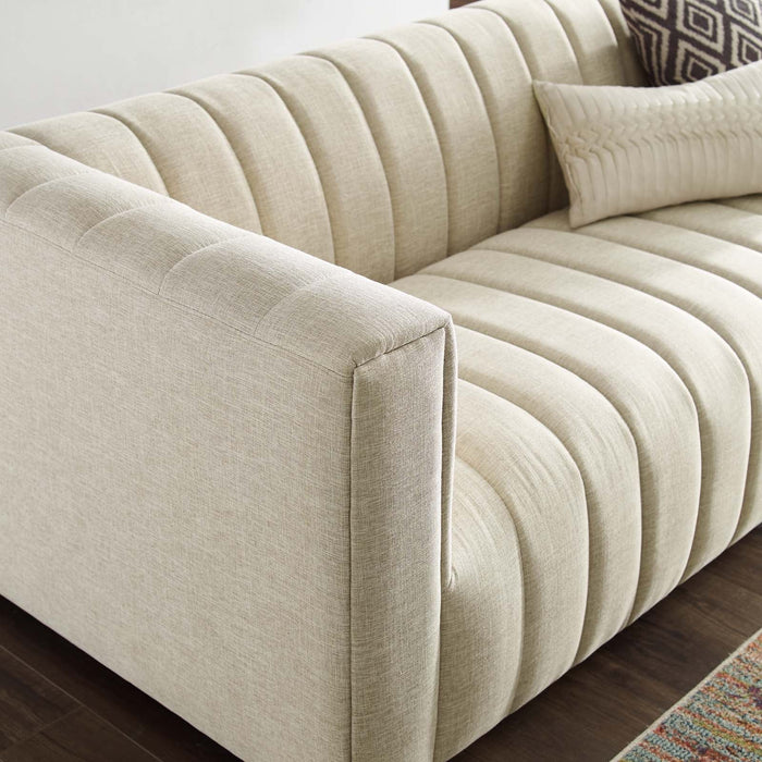 Reflection Channel Tufted Upholstered Sofa - Elegant Retro Modern Design with Dense Foam Comfort