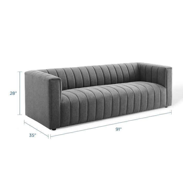 Reflection Channel Tufted Upholstered Sofa - Elegant Retro Modern Design with Dense Foam Comfort
