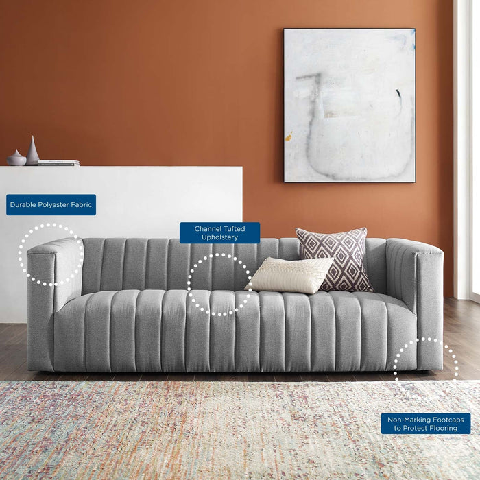 Reflection Channel Tufted Upholstered Sofa - Elegant Retro Modern Design with Dense Foam Comfort