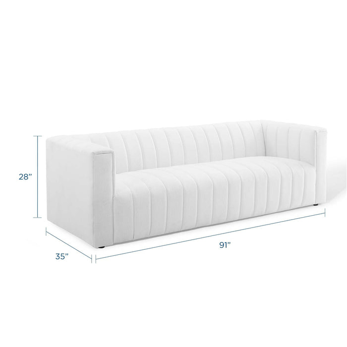 Reflection Channel Tufted Upholstered Sofa - Elegant Retro Modern Design with Dense Foam Comfort