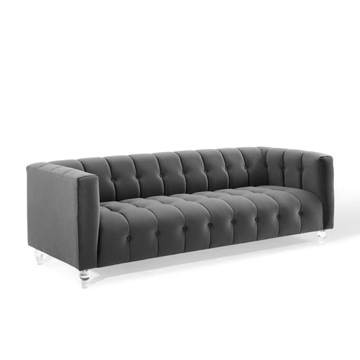 Mesmer Channel Tufted Button Performance Velvet Sofa - alternate angle view