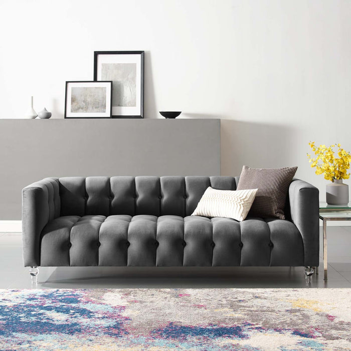 Mesmer Channel Tufted Button Performance Velvet Sofa - Modway \living\sofas