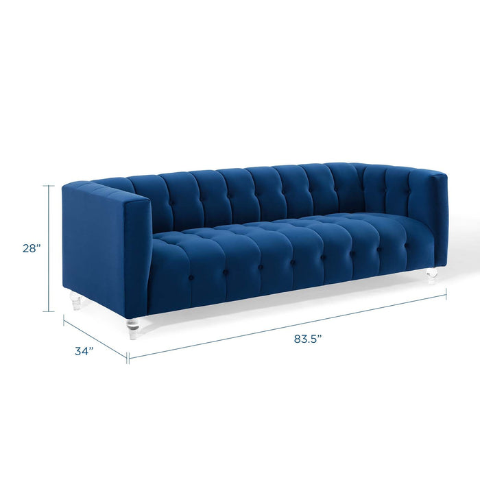 Mesmer Channel Tufted Button Performance Velvet Sofa - view 12