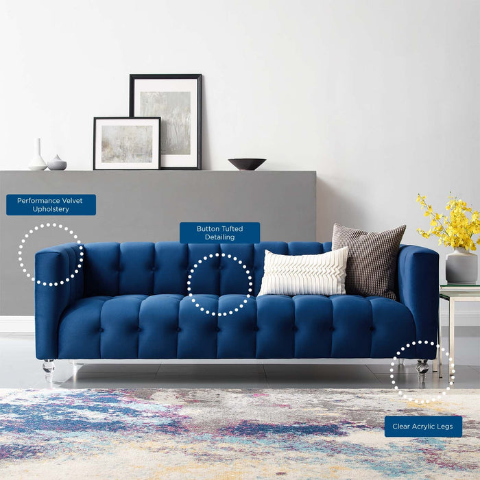 Mesmer Channel Tufted Button Performance Velvet Sofa - view 14