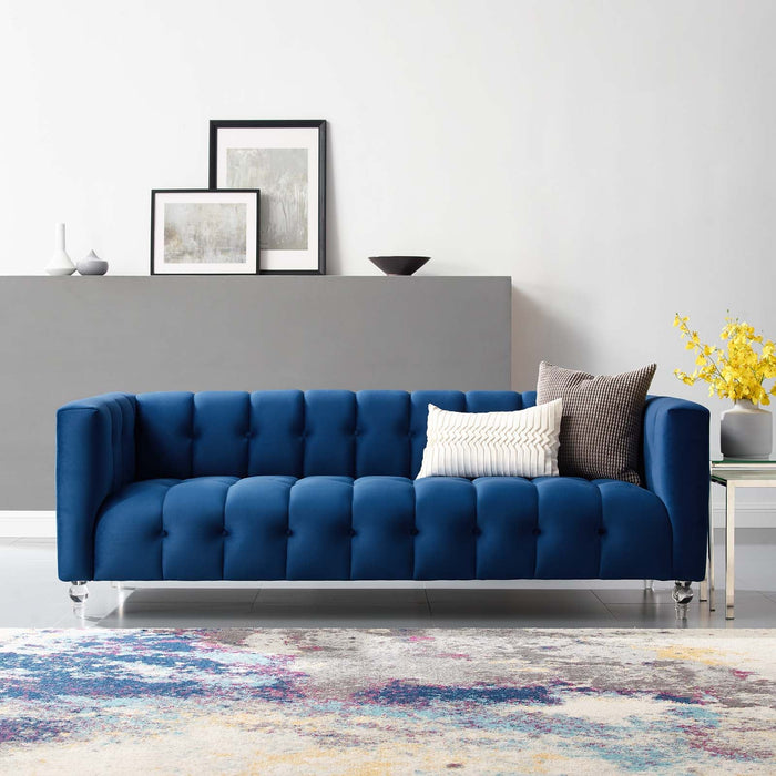 Mesmer Channel Tufted Button Performance Velvet Sofa - view 10