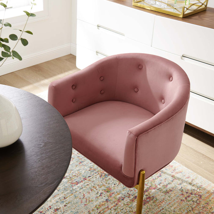 Modway Savour Tufted Performance Velvet Accent Chair Living Room Furniture in Black - Detail View