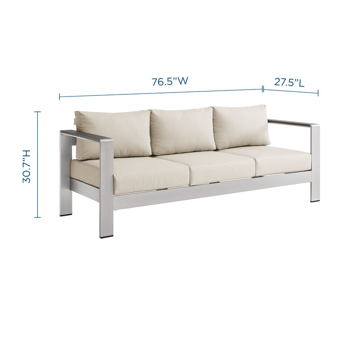 Shore Outdoor Patio Aluminum Sofa - in lifestyle setting