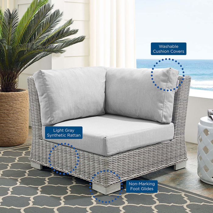 Conway Sunbrella® Outdoor Patio Wicker Rattan Corner Chair - detail close-up